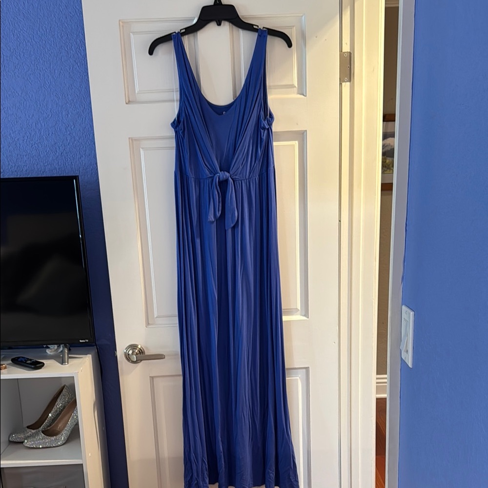 SO Blue Maxi Sundress Sleeveless Scoop Neck